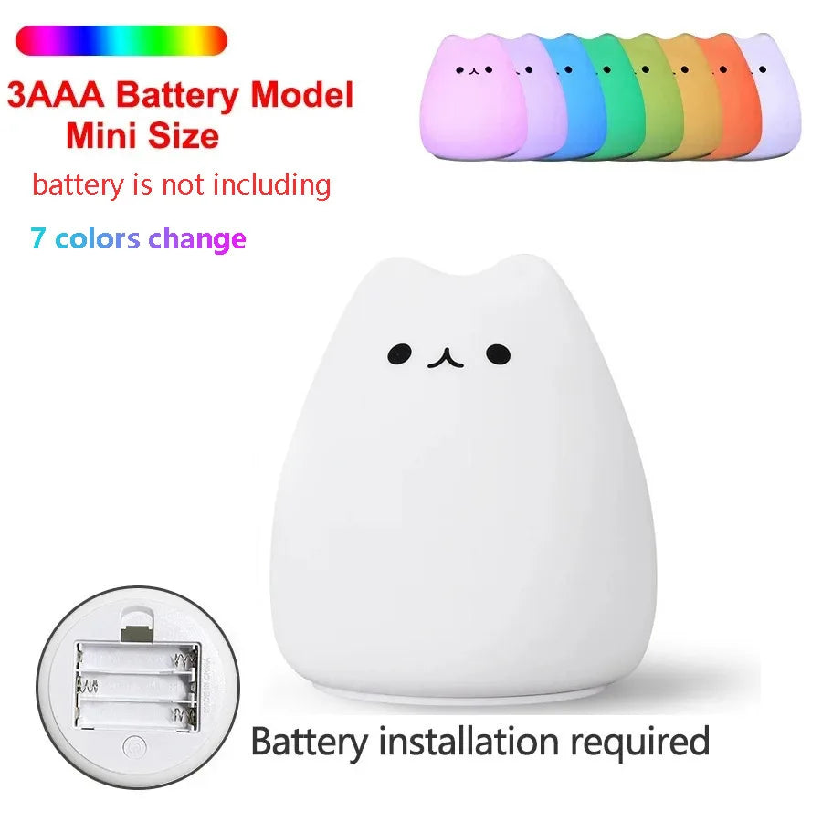 LED Night Light Cute Whale Cartoon animals Silicone Lamp for Children Kid Touch Sensor Timing USB Rechargeable for Birthday Gift