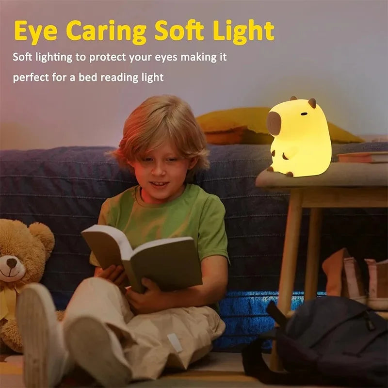 Cute Capybara Night Light - Soft Silicone, Cartoon Charm, Perfect for Kids' Rooms & Birthday Gifts!